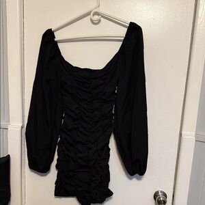 PrettyLittleThing Black Ruched Bodysuit